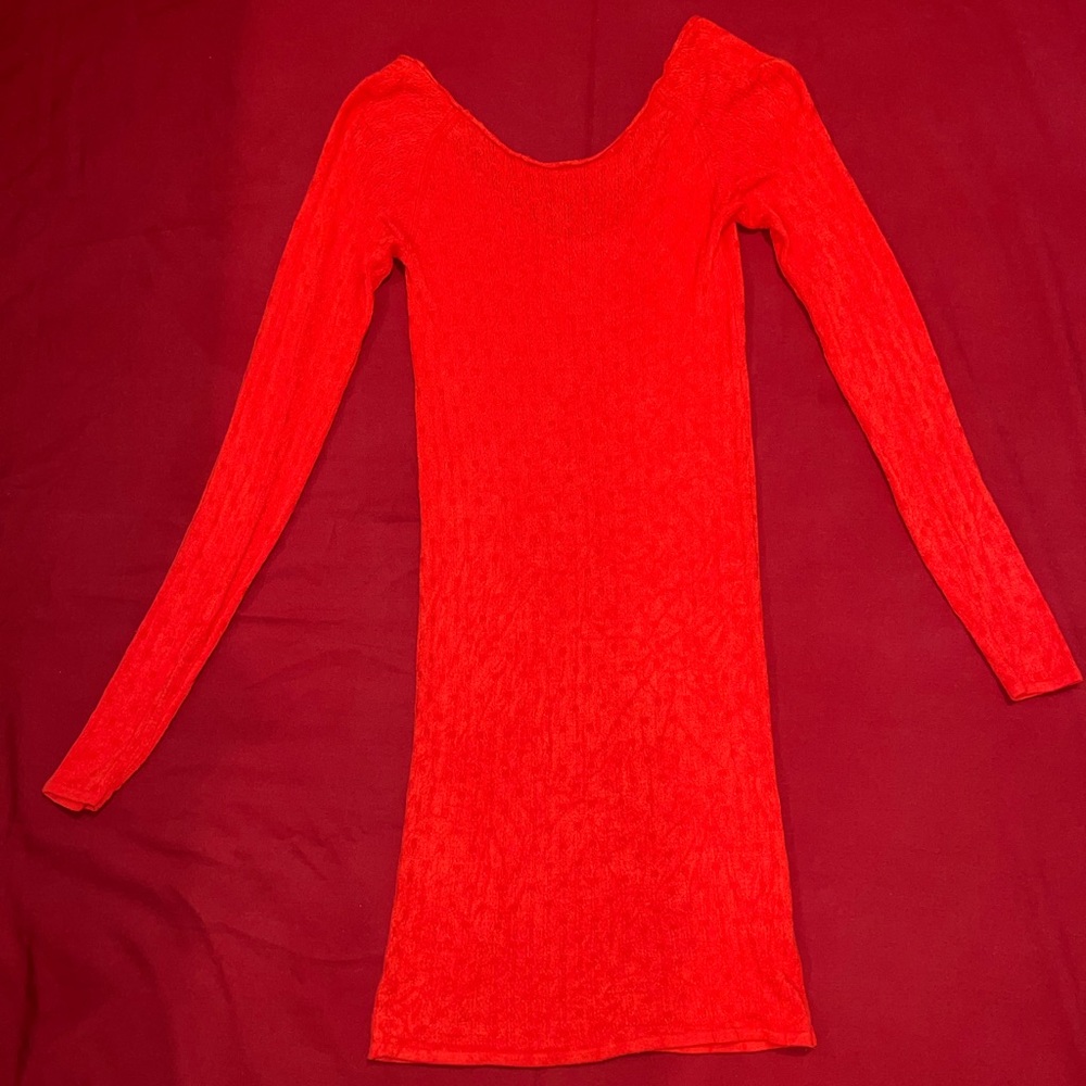 Red Maxi Dress with Long Sleeves